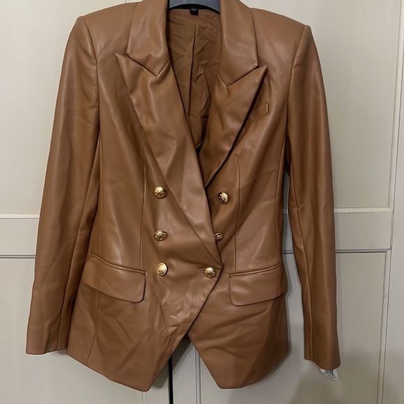 Express tan faux leather blazer - Picture 3 of 4